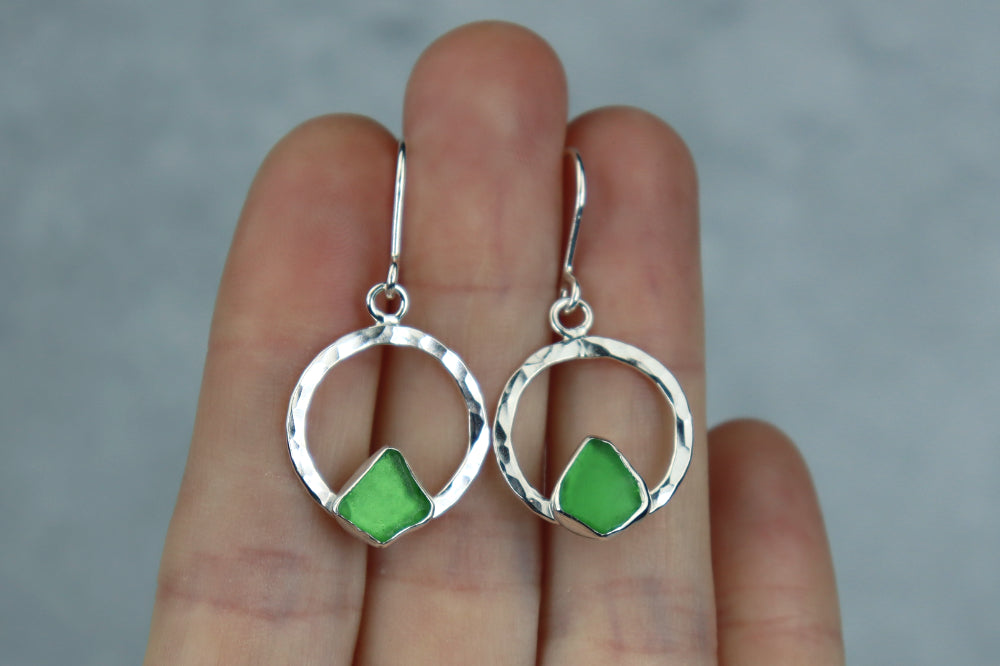 Welsh Sea Glass Geometric Earrings