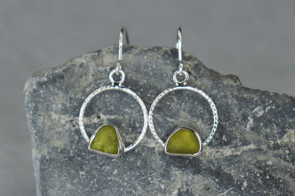 Welsh Sea Glass Geometric Earrings