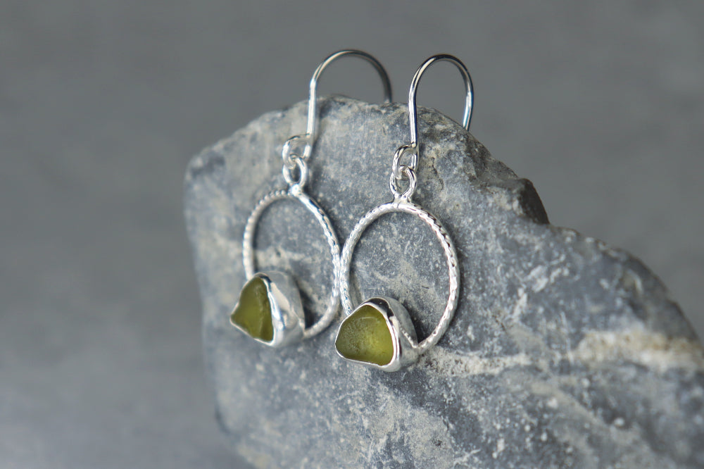 Welsh Sea Glass Geometric Earrings