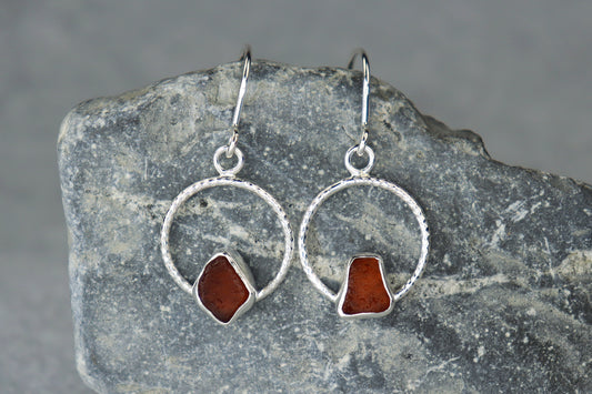 Welsh Sea Glass Geometric Earrings