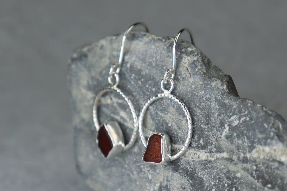 Welsh Sea Glass Geometric Earrings