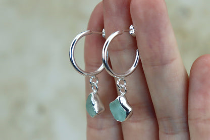 Welsh Sea Glass Hoop Earrings