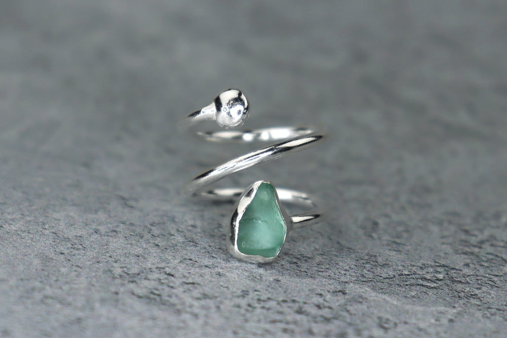UK Size I/L Welsh Sea Glass Ring