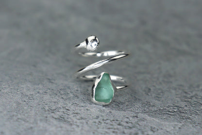 UK Size I/L Welsh Sea Glass Ring