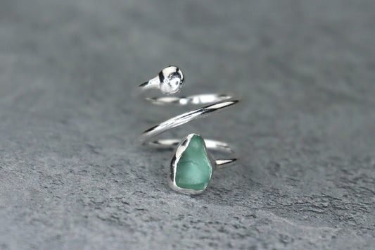 UK Size I/L Welsh Sea Glass Ring