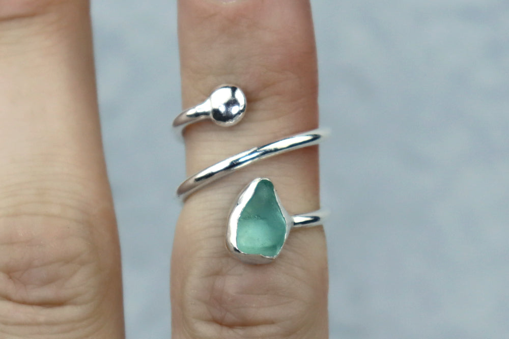 UK Size I/L Welsh Sea Glass Ring