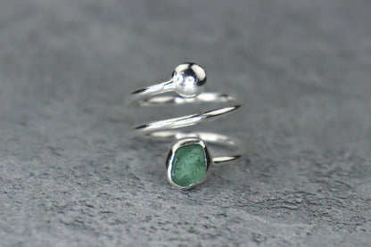 UK Size L/M Welsh Sea Glass Ring