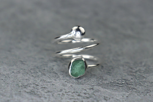UK Size L/M Welsh Sea Glass Ring