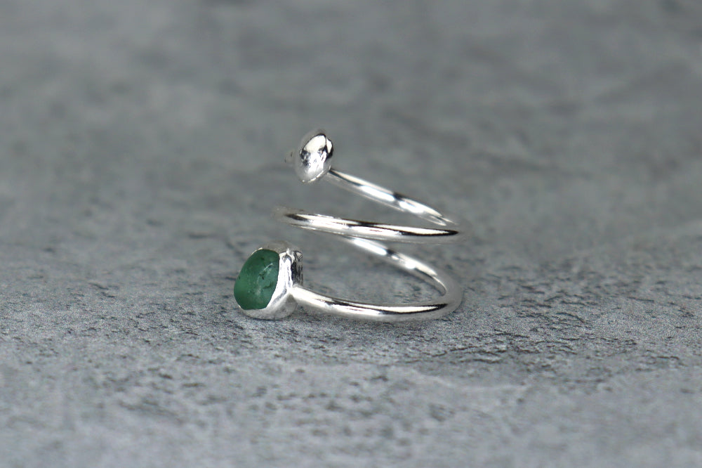 UK Size L/M Welsh Sea Glass Ring
