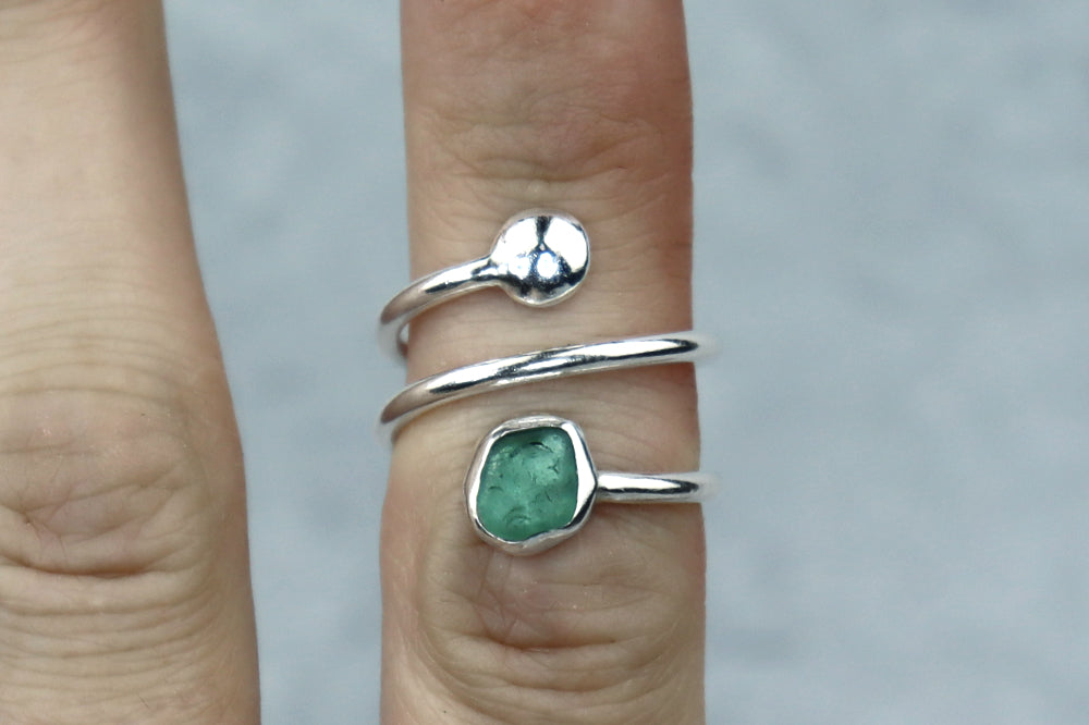 UK Size L/M Welsh Sea Glass Ring
