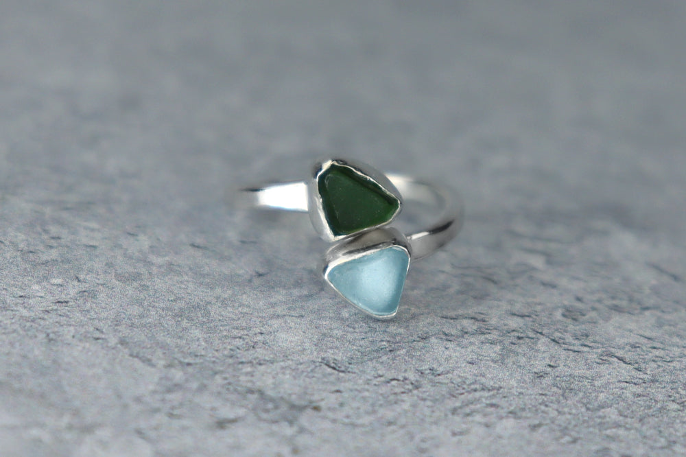 UK Size J Welsh Sea Glass Ring