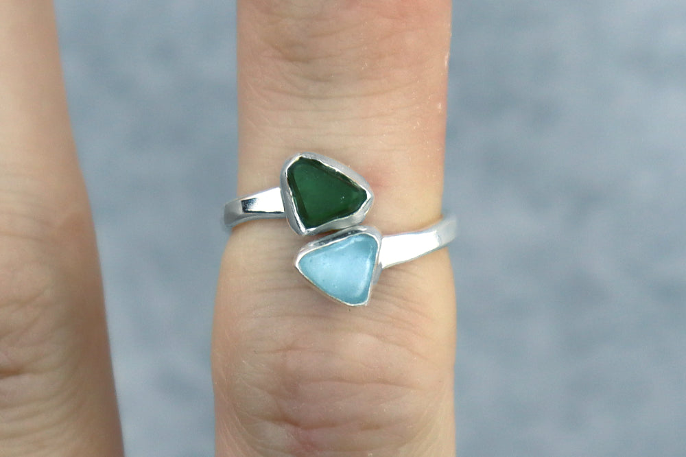 UK Size J Welsh Sea Glass Ring