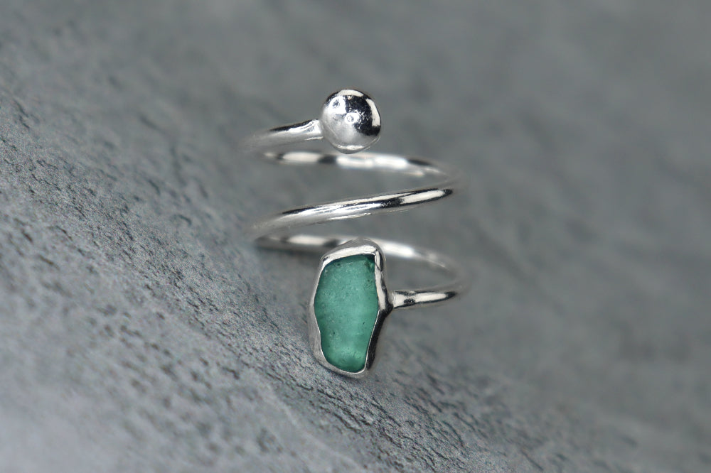 UK Size M/N Welsh Sea Glass Ring