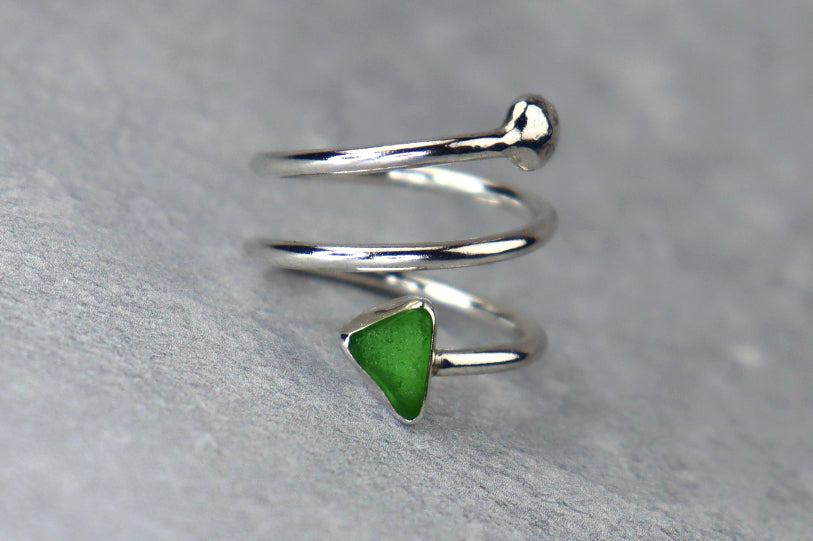 UK Size K/L Welsh Sea Glass Ring
