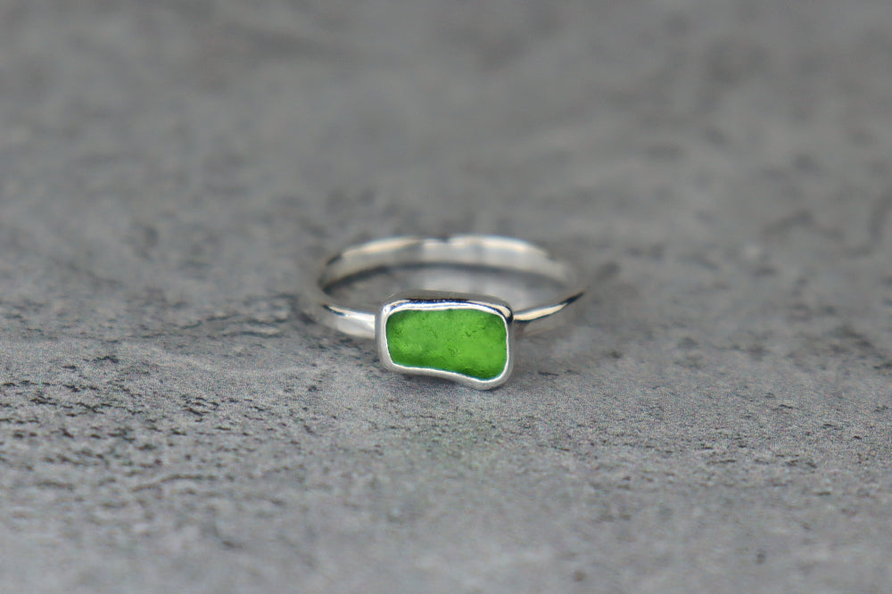 UK Size M Welsh Sea Glass Ring