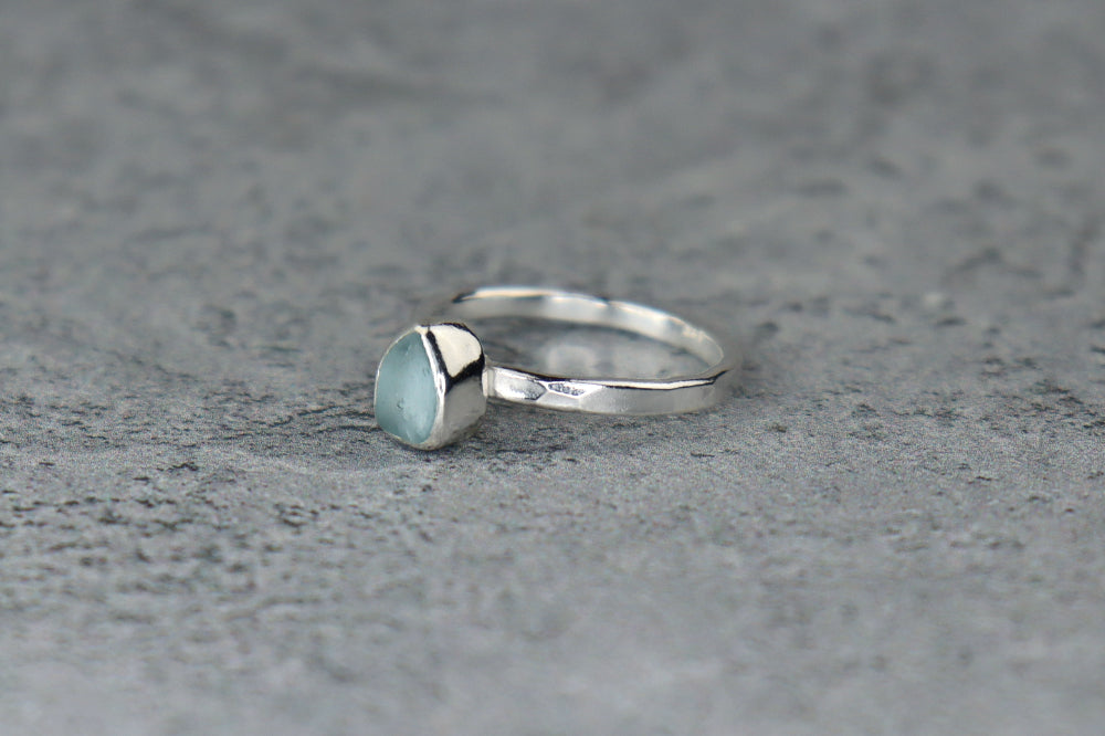 UK Size L/M Welsh Sea Glass Ring
