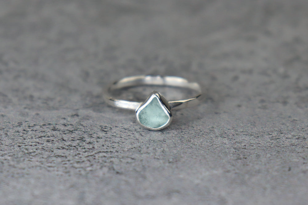 UK Size Q/R Welsh Sea Glass Ring