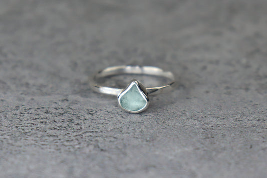 UK Size Q/R Welsh Sea Glass Ring