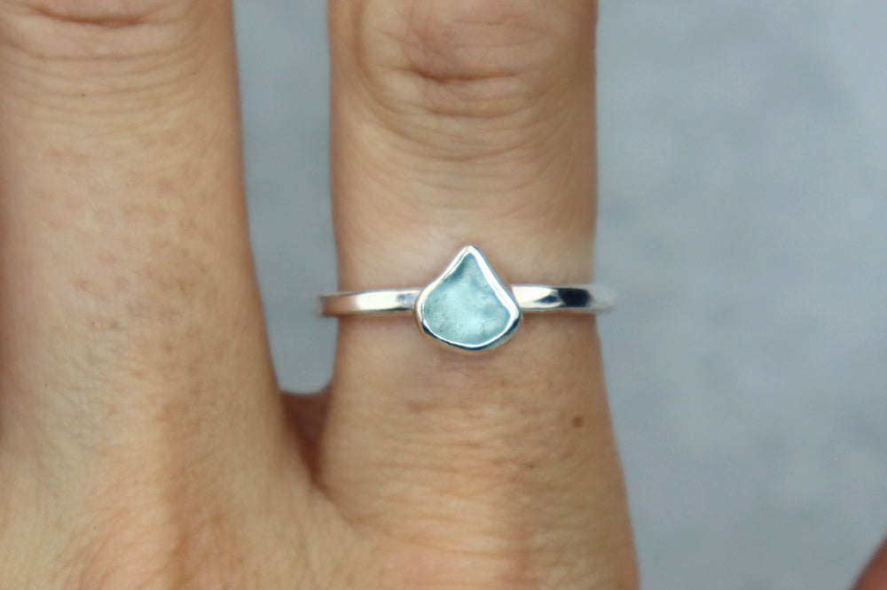 UK Size Q/R Welsh Sea Glass Ring