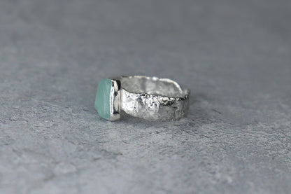UK Size Q/R Reticulated Welsh Sea Glass Ring