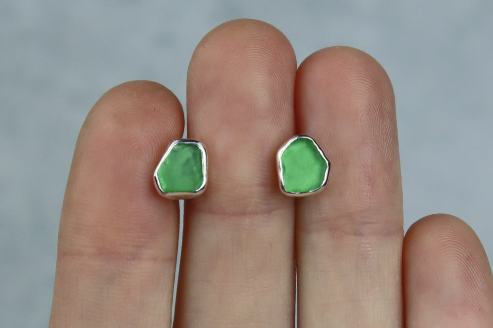 Welsh Sea Glass Stud Earrings