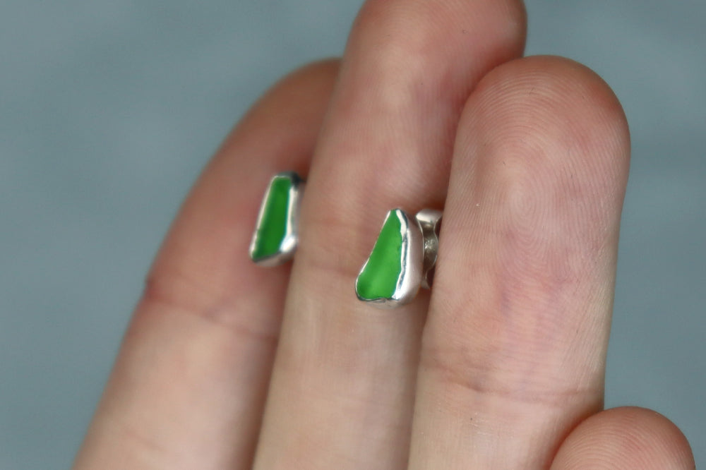 Welsh Sea Glass Stud Earrings