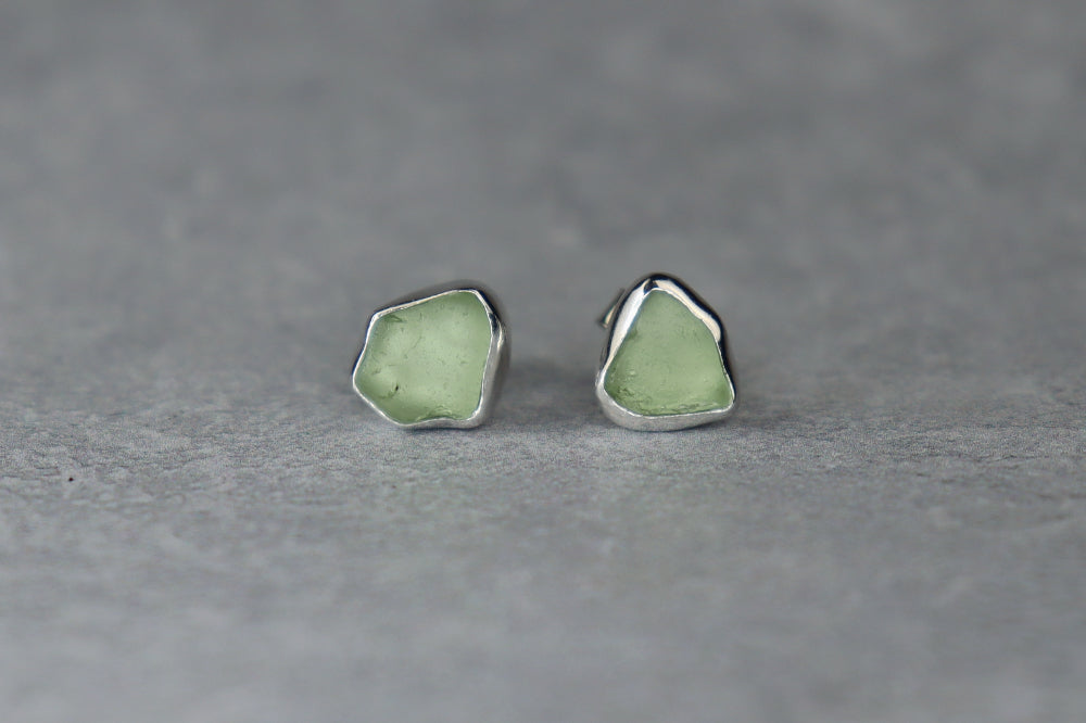 Welsh Sea Glass Stud Earrings