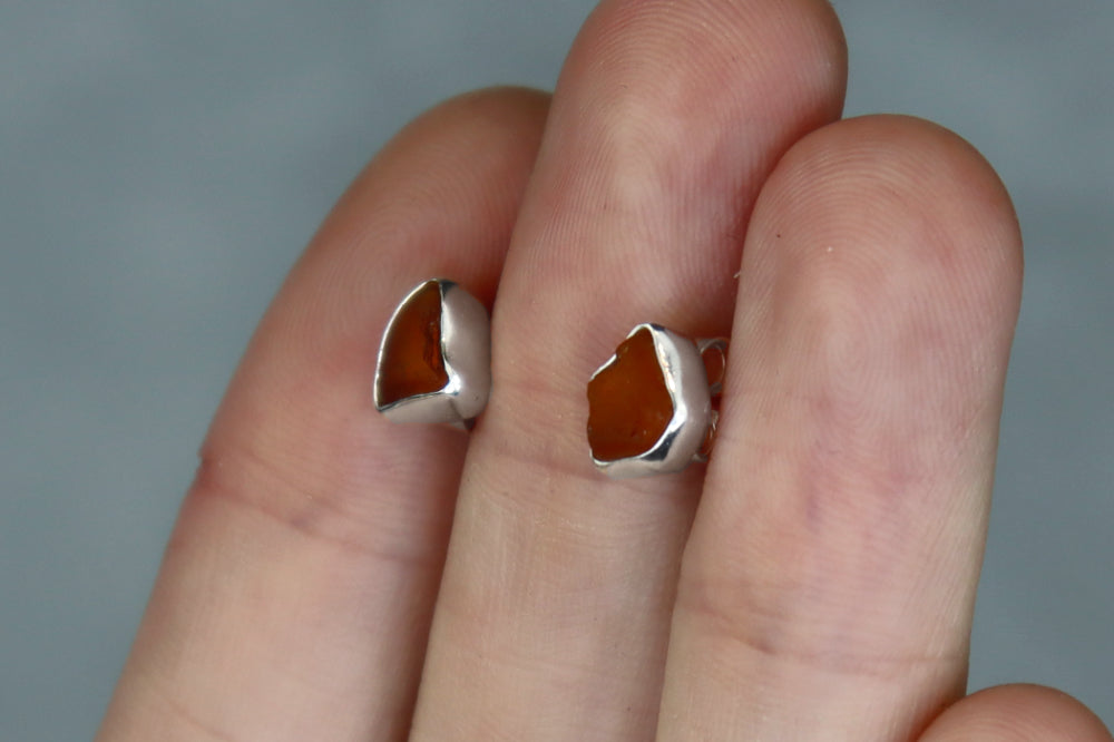 Welsh Sea Glass Stud Earrings