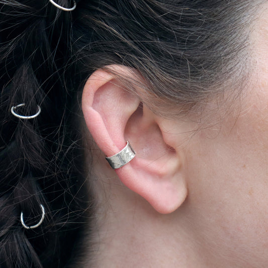 5mm Hammered Conch Ear Cuff Sterling Silver