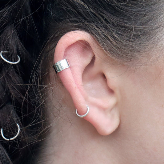 5mm Hammered Ear Cuff Sterling Silver